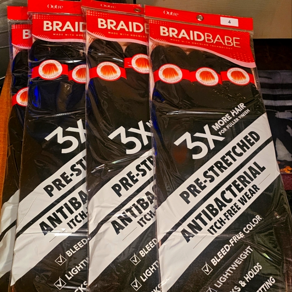 3x Pre-stretched Braiding Hair 54" COLOR #4 included 4 Packages Of Hair